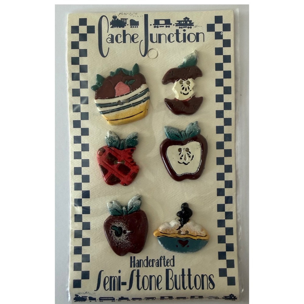Cache‎ Junction Semi Stone Handcrafted Buttons Apple Strawberry Unique N-705
